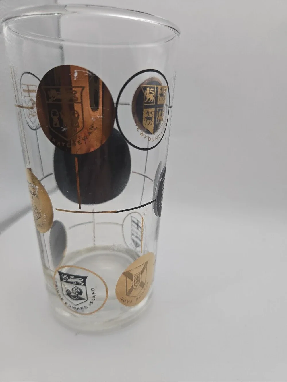 Vintage Canada & Old Fort Niagara Souvenir Glasses Set MCM Barware Travel Cups